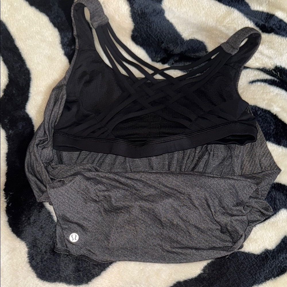 lululemon athletica Black and Gray Crossback Sports Bra